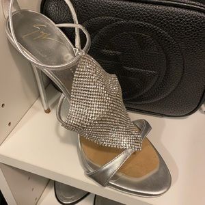 Giuseppe silver bling heels